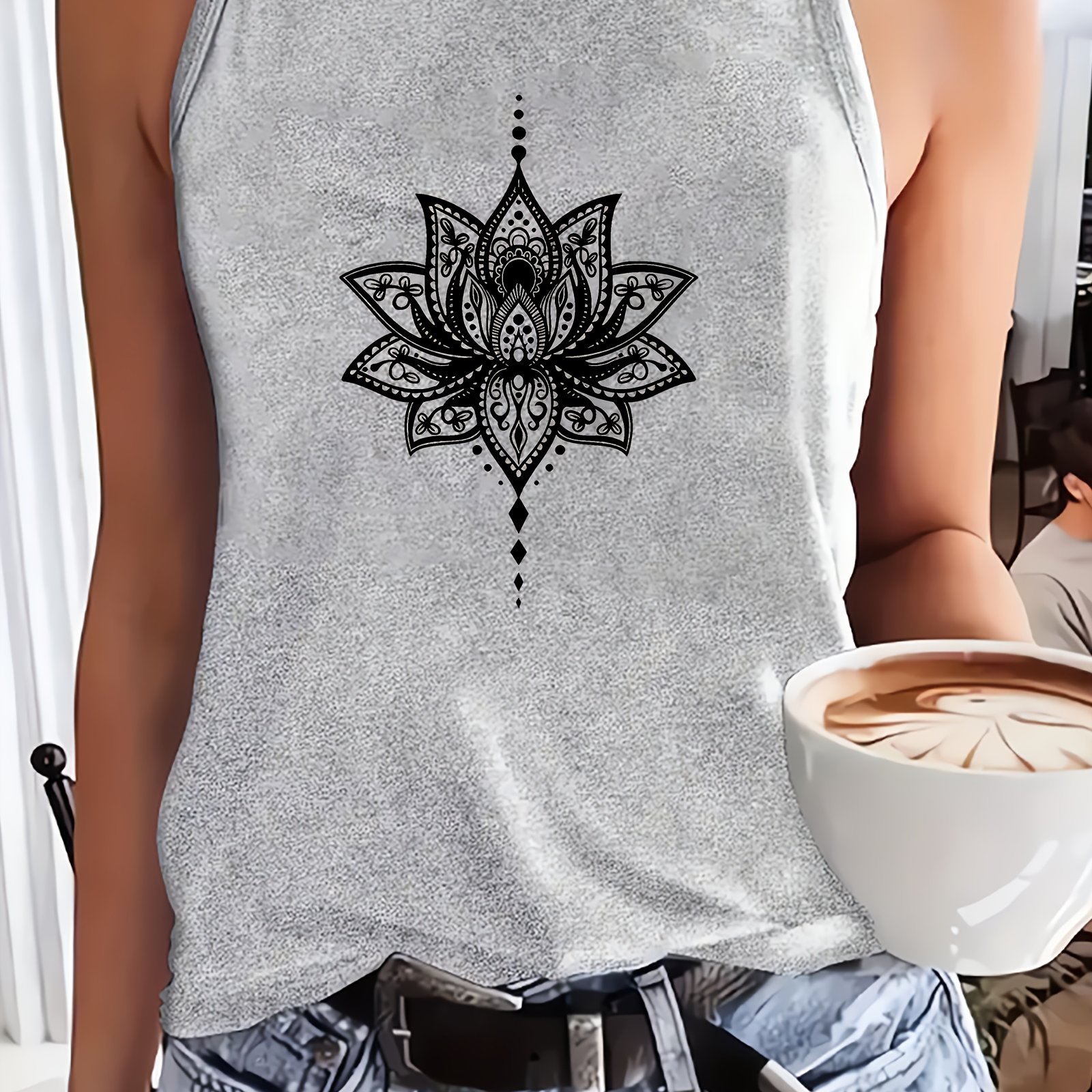 TEMU Women's Y2k Sleeveless Top Compatible For - Y2k Lettering Print Sleeveless Shirt, Round Neck Loose Fit Summer Outfits, Machine Washable Casual