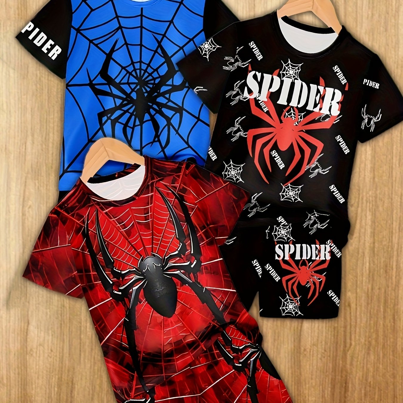 6pcs Boy Suit Printed Casual Suit Short Sleeve Shorts T-shirt, Boy Outdoor T-shirt Shorts Suit, Suitable For Outdoor