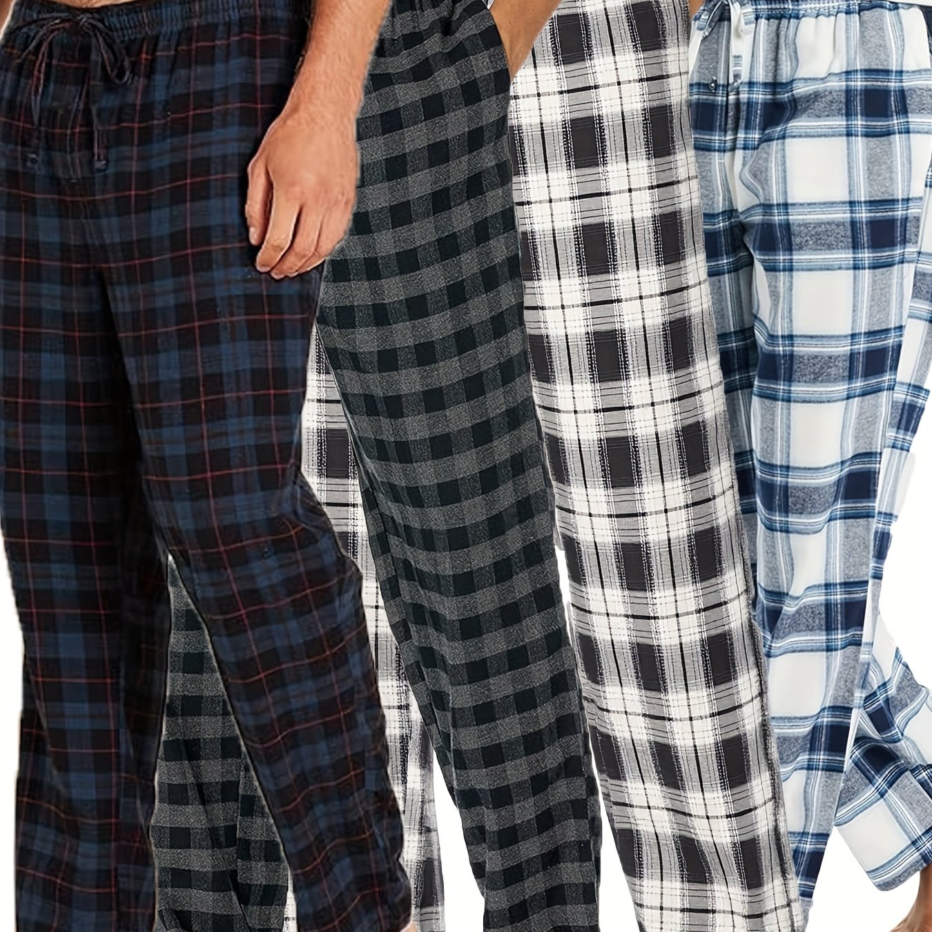 TEMU 4 Men' Pants, Soft 's Four-season Pajama Trousers With A Pattern, Comfortable Spring And Summer With Elastic Waist, Pocket, With Belt, Loose And