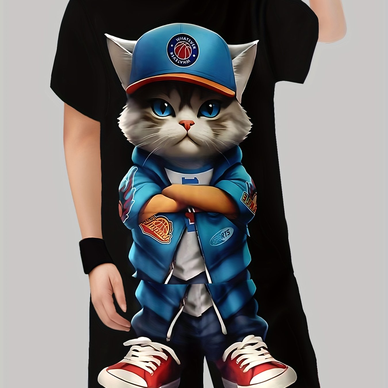 E-shop Jungen Anzug Mode 3D Gedruckter Casual Pullover Kurzarm Shorts T-Shirt, Jungen Outdoor T-Shirt Shorts Set, für Draußen