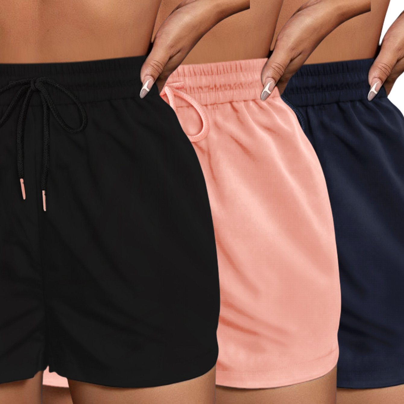 TEMU 3pcs Set Non-stretch Women's Summer Sports Shorts, Summer Solid Color Quick-drying Non-stretch Pants, Combo Set Quick-drying Running Shorts,