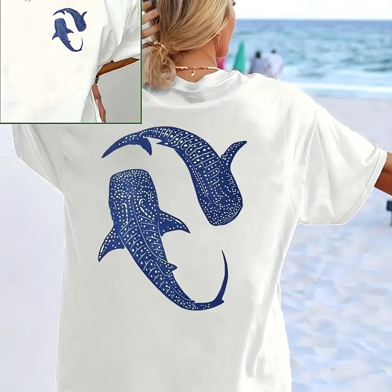 TEMU Plus Size Graphic Print T-shirt, Short Sleeve Crew Neck Casual Top For Summer & Spring, Women's Plus Size Clothing