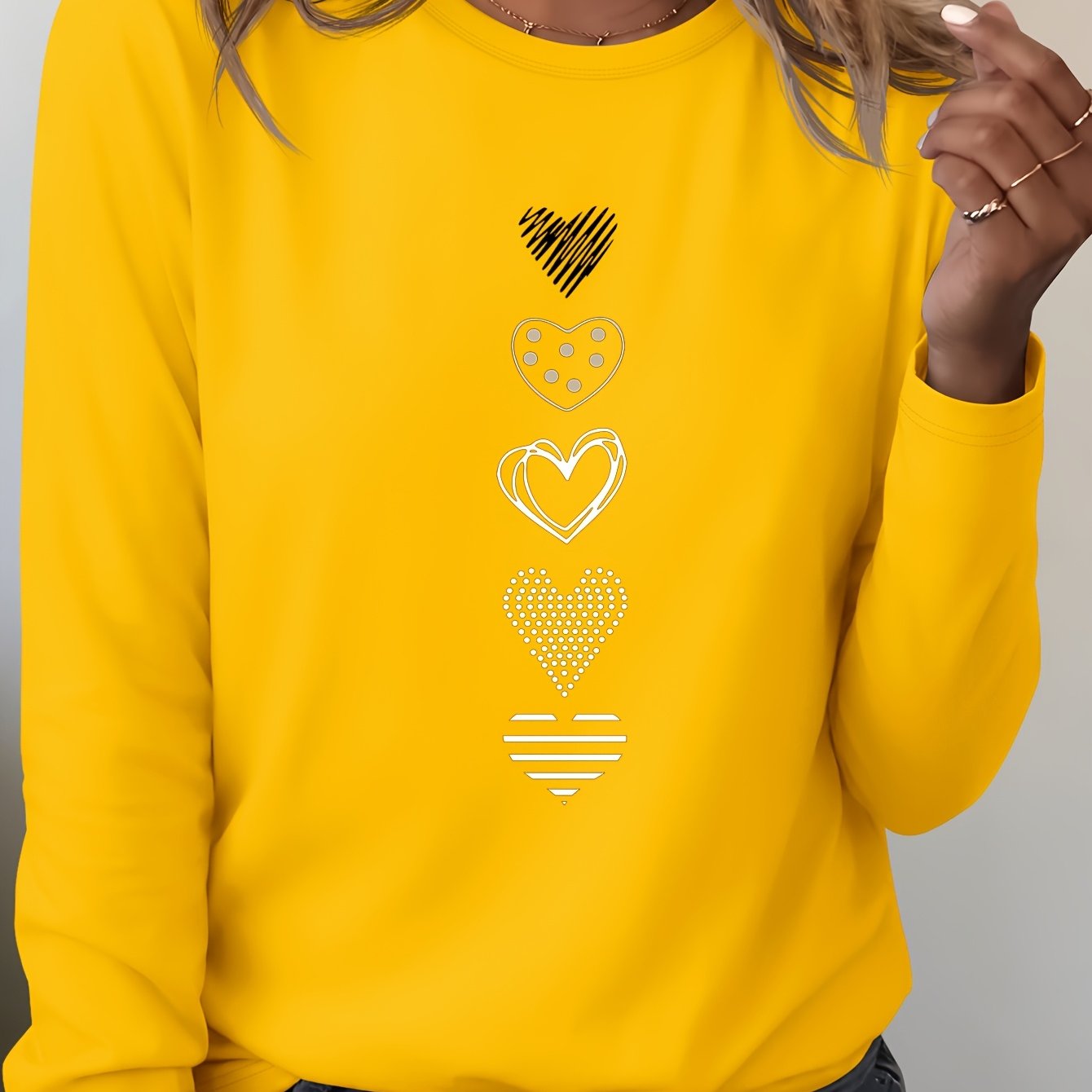 TEMU Graphic Print T-shirt, Long Sleeve Crew Neck Casual Top For Spring And Fall, Women's Clothing