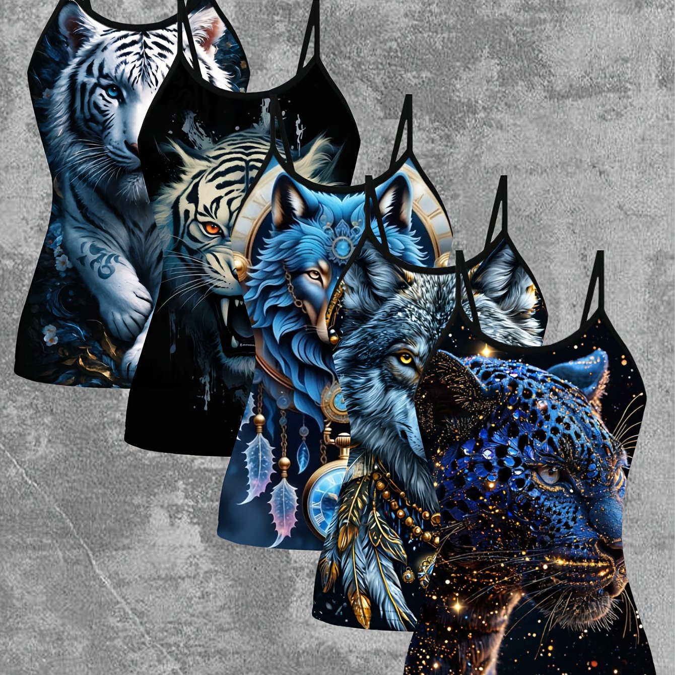 TEMU 5pcs Set Of European And American Women's Spring/summer New Style Camisole With Print