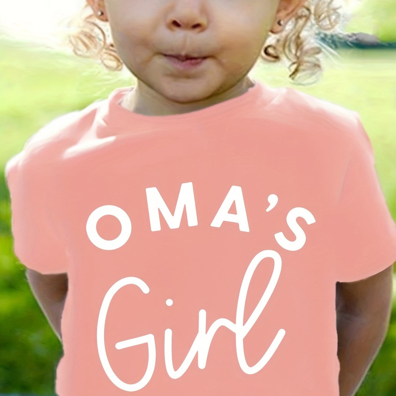 Oma's Girl Print Tee Girls' Casual & Trendy Crew Neck Short Sleeve T-shirt For Girls' Clothes Baby Toddler's Birthday Gift