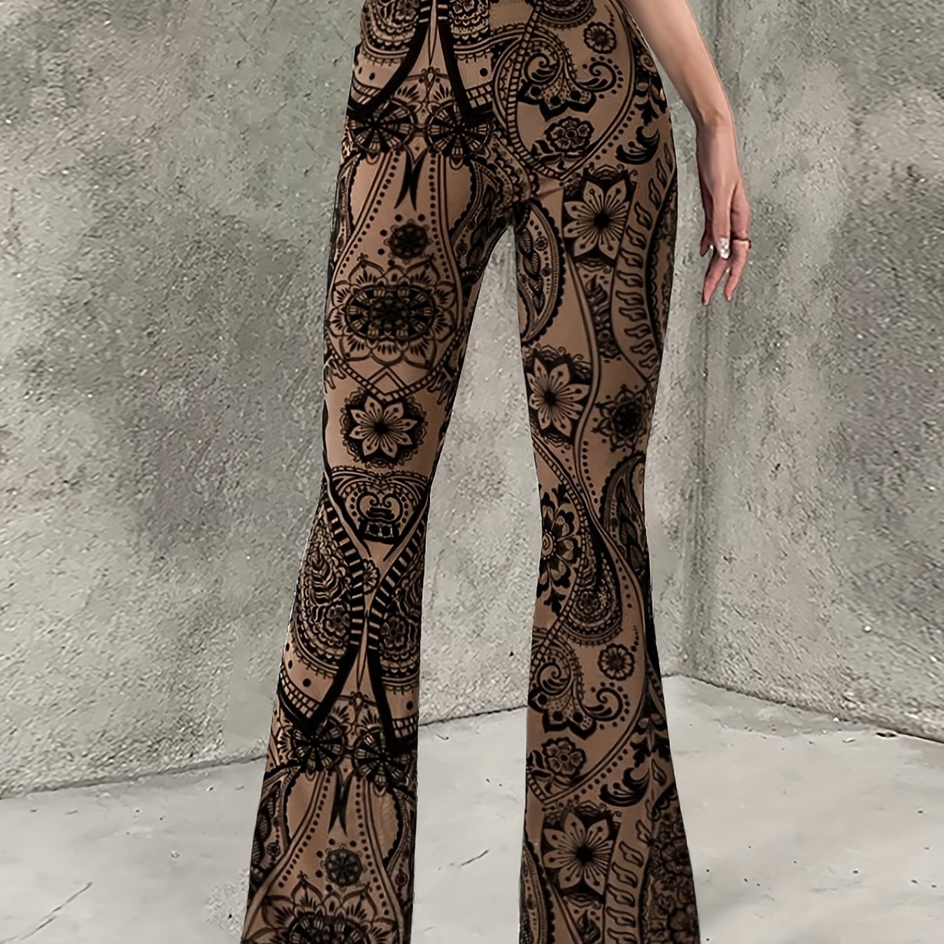 Forbidden Pants, Paisley Print Flared Leg Pants, Boho Casual Pants For  Spring & Summer, Women's Clothing