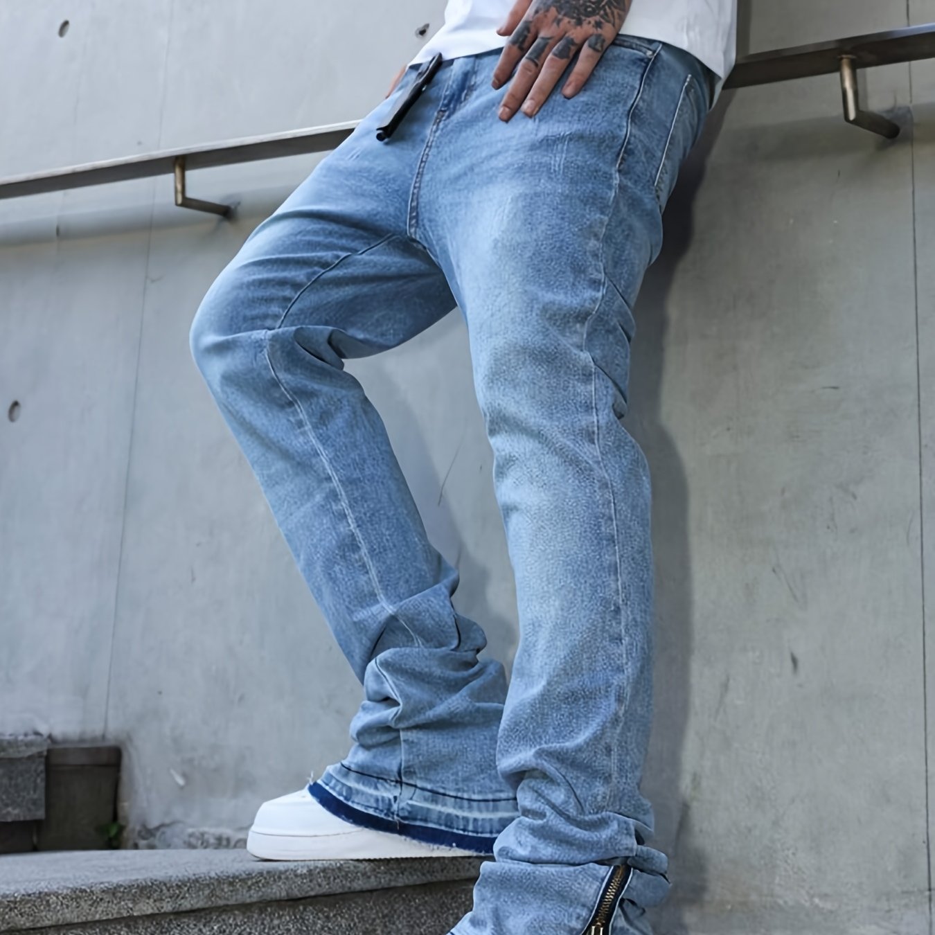Men's Jeans With Ankle Zipper | Streetwear Denim Pants For Streetwear Jeans - Ankle Zip Cuff Design For Urban Fashion Nkle Zipper Jeans, Streetwear Denim Pants, Casual