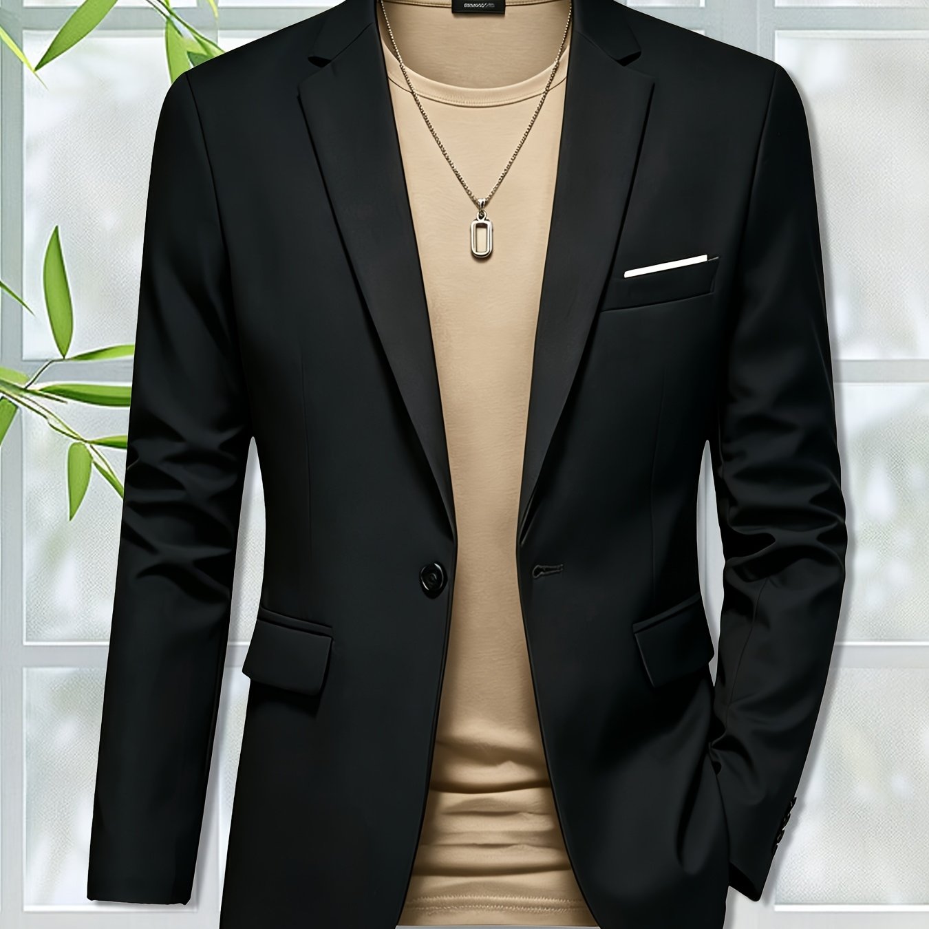 TEMU A Single-piece Men's Pure-colored Slim-fitting Single-button Jacket, Featuring A Light Business Gentleman Style, Suitable For Office Work And