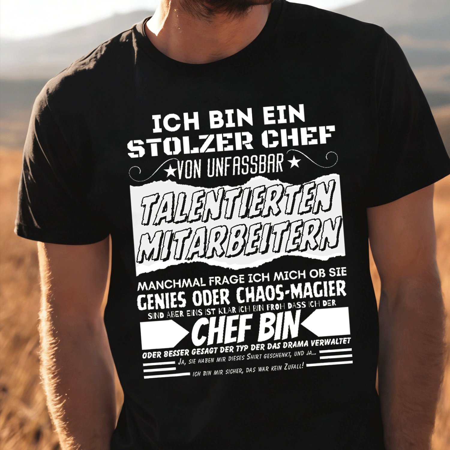 T-shirt With Text 'ich Bin Ein Chef Von Verdammt Mitarbeitern'[, Black For Men Women Unisex Funny T-shirt