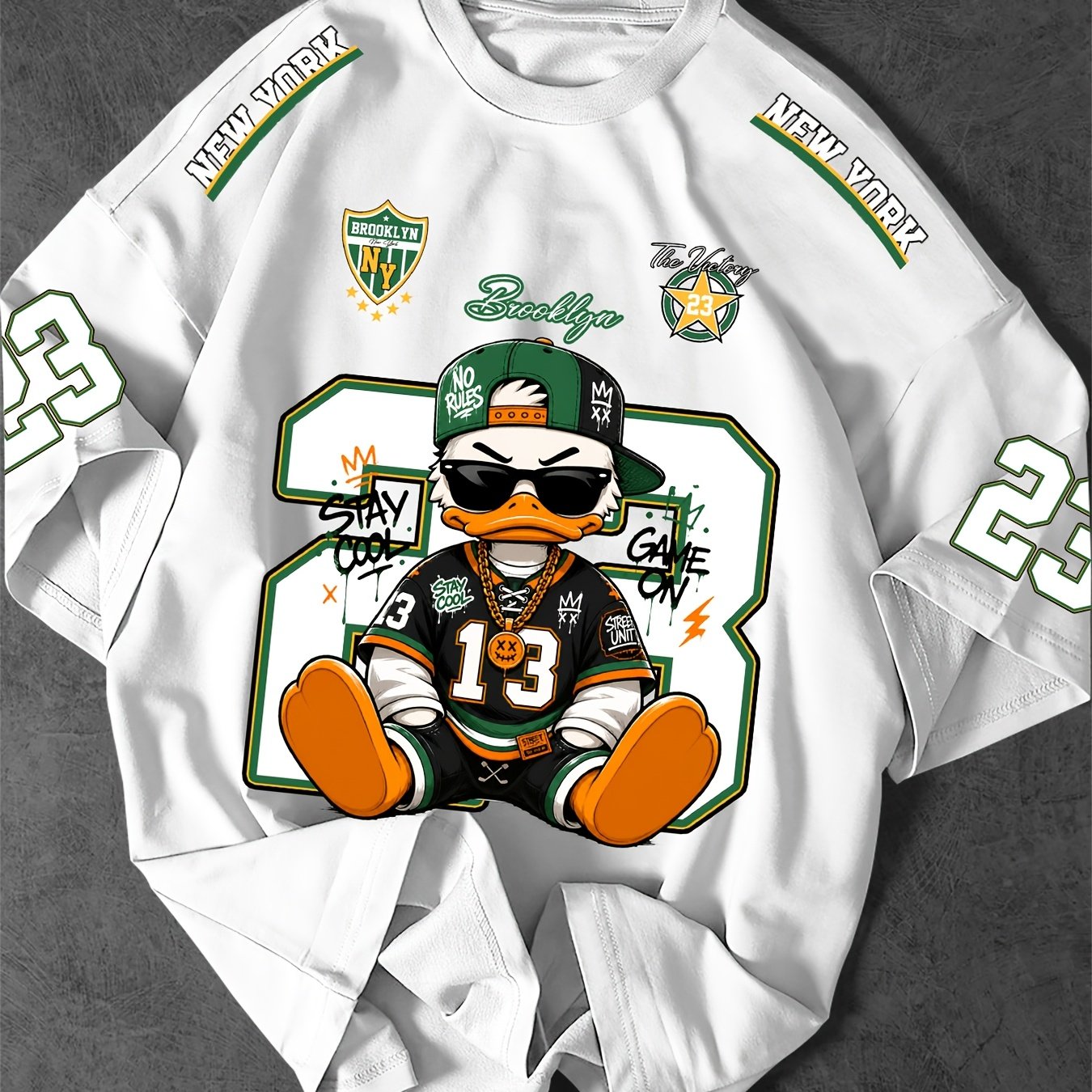 TEMU T-shirt Homme Y2K Street Portant des Lunettes Canard avec Imprimé Lettre