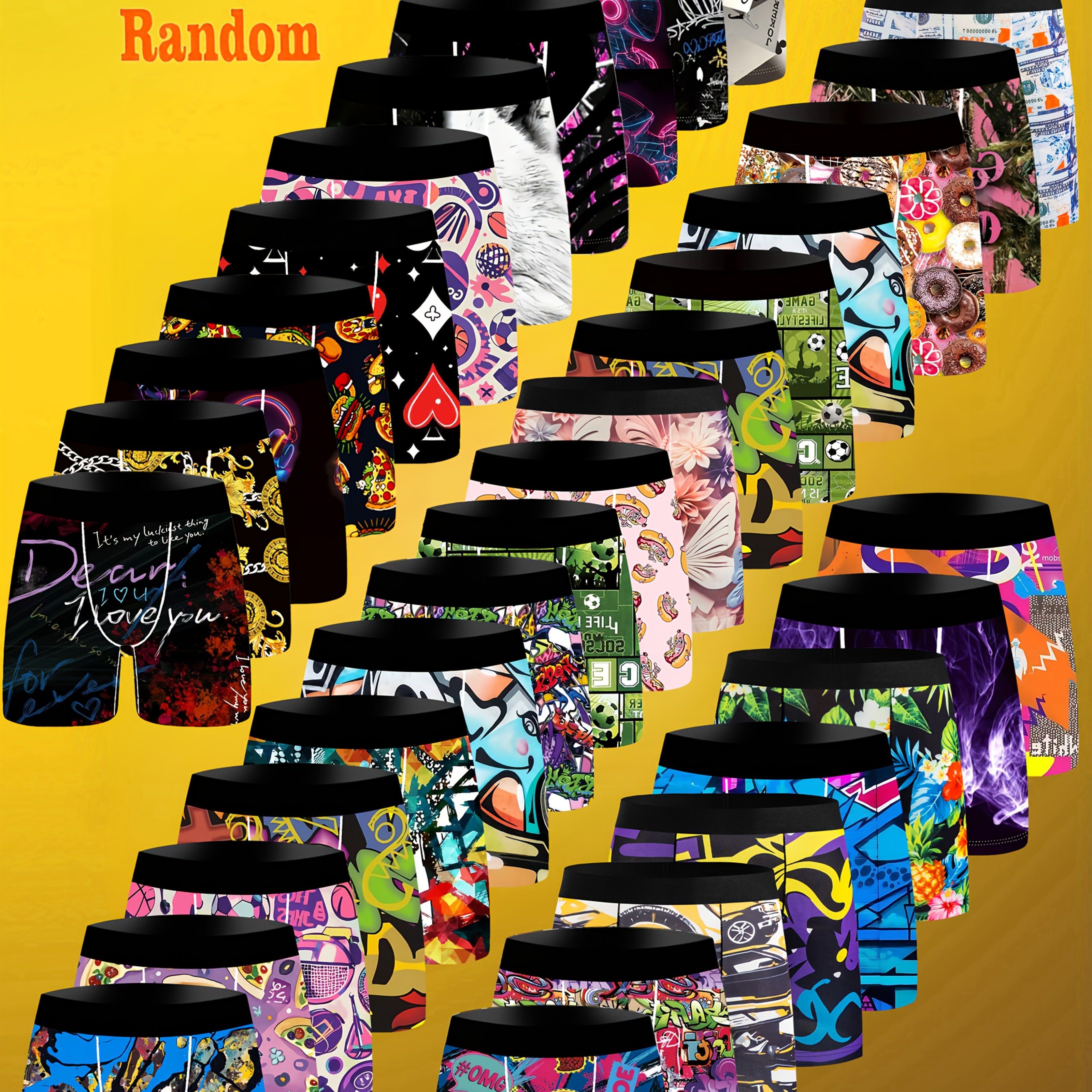 TEMU 10 stk Herre Novelty Grafiske Boxer Briefs - Stretchy, , Fargerike Tegneserie & Graffiti Trykk, Gaveidé til Ham