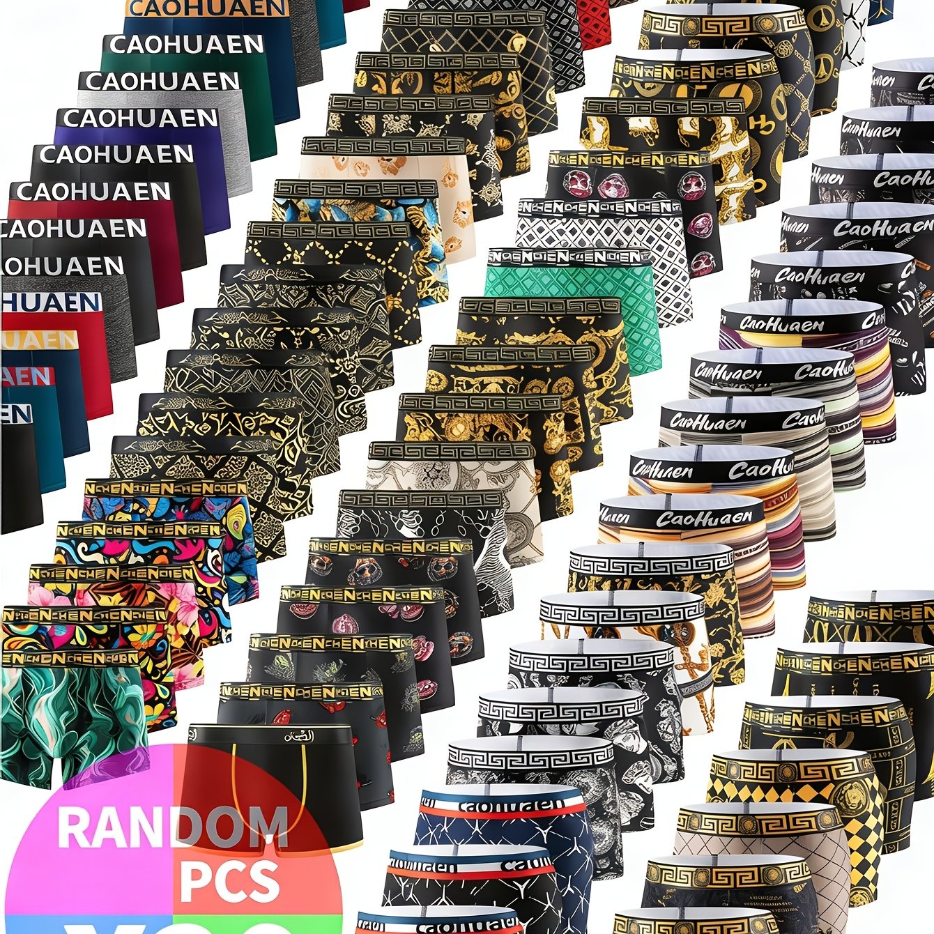 TEMU Men's Stretch Boxer Briefs 20-pack Random Patterns Breathable Underpants