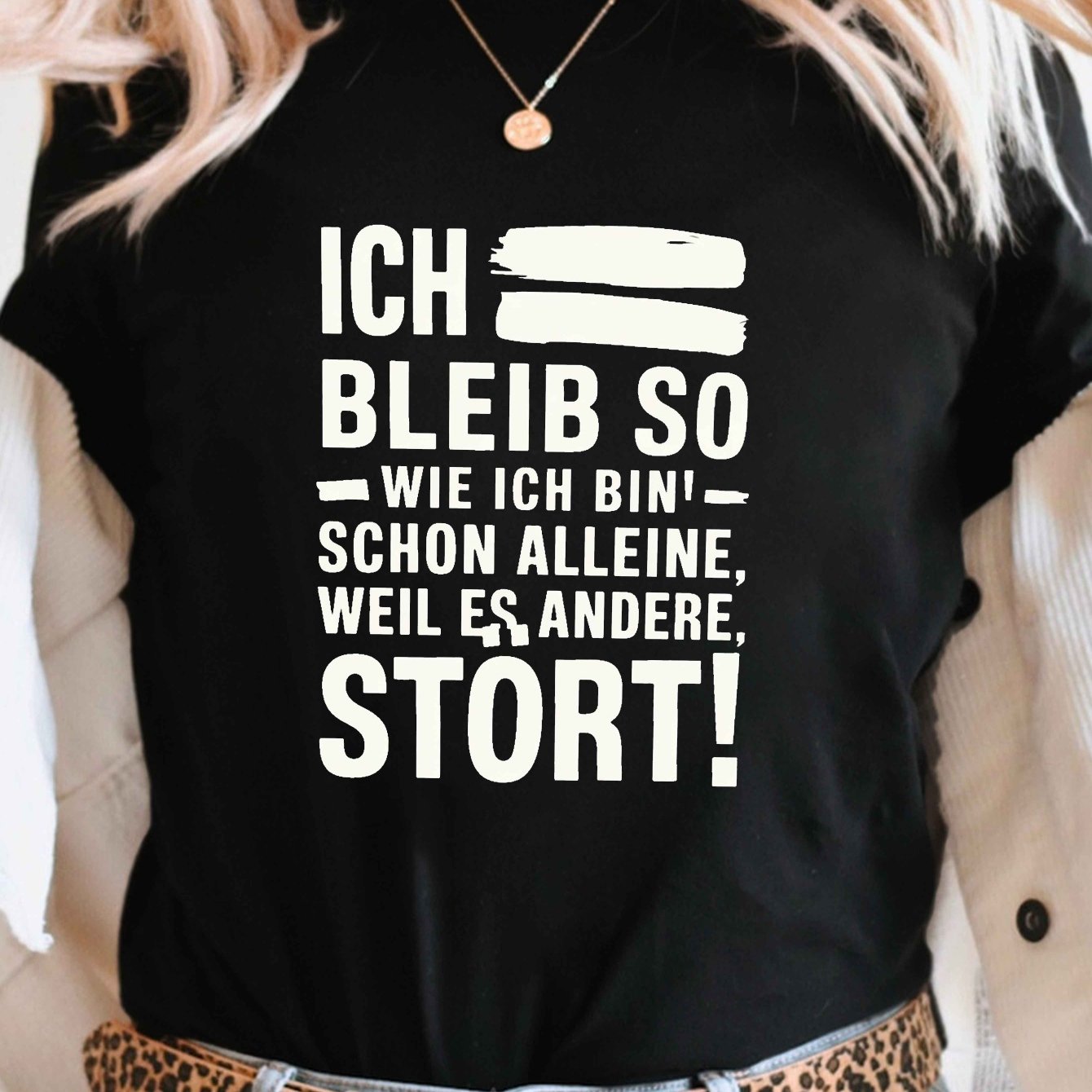 TEMU Lässiges Kurzarm-T-Shirt mit Rundhalsausschnitt für Damen, für Frühling und Sommer, mit dem Spruch 'I WILL STAY '