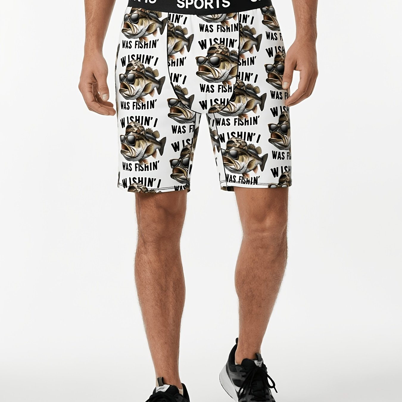 TEMU 1-pc And Cute Men's Boxer Briefs, American Sporty Style Fishing Print Underwear, Slicky Fiber Fabric Knit Material, Breathable And