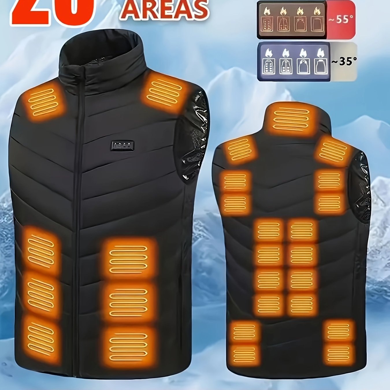 Image of 2025 New Outdoor Men's Thermal Vest, Winter Heated Vest With 23 Heating Zones (battery Pc Not Included) Suitable For Autumn And Winter Camping, Hunting, Hiking, Etc