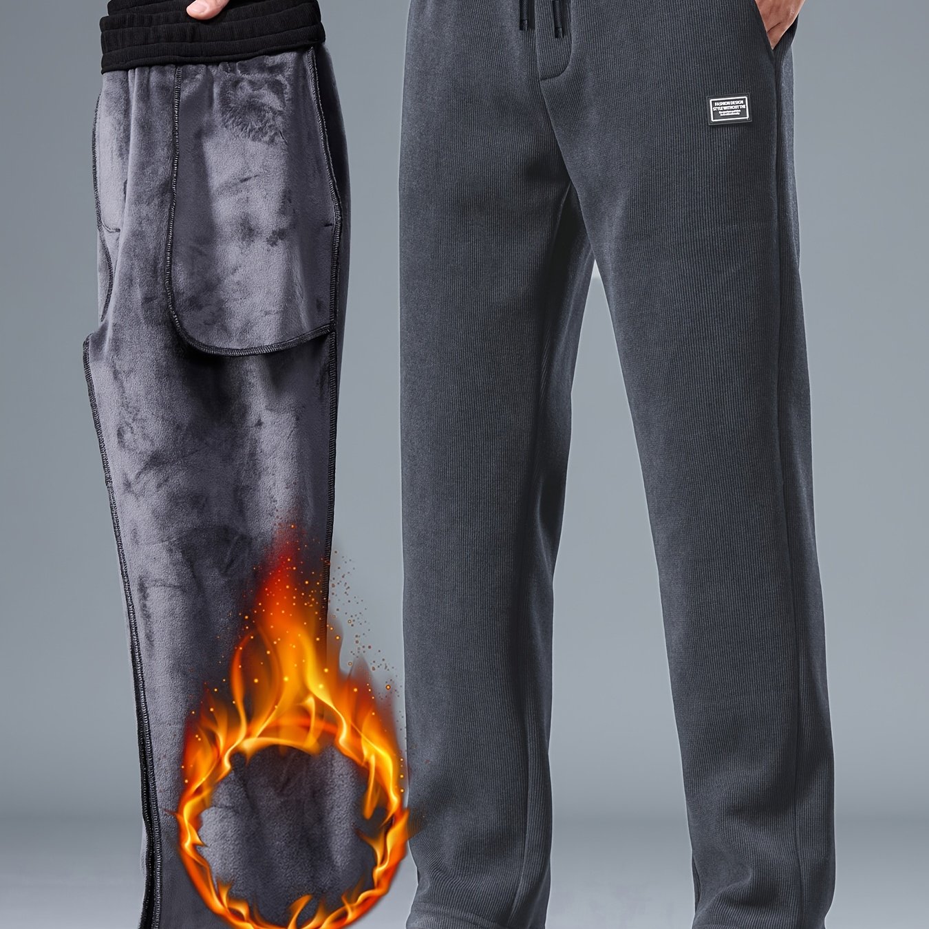 TEMU Pantaloni casual da sportivi invernali con in pile spessa, essenziali per /inverno