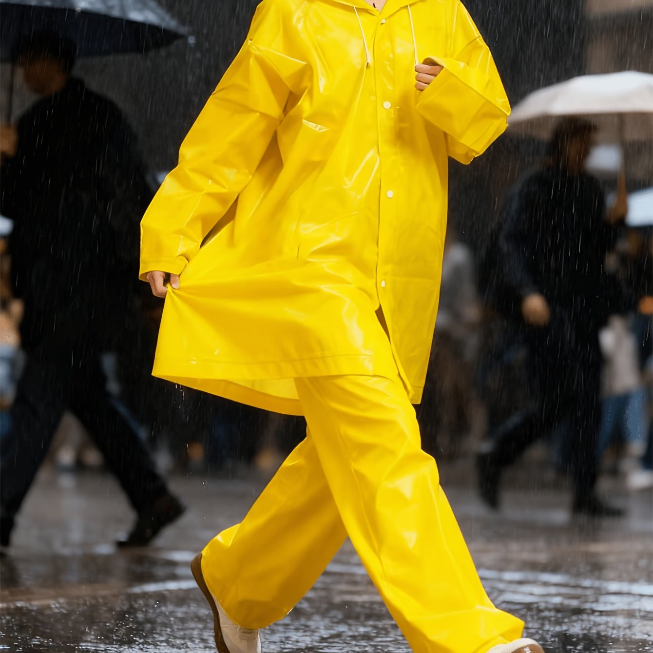 TEMU 2pcs Raincoat Set - Includes Raincoat And Rain Pants, Outdoor Thickened Raincoat For Women And Men, Outdoor Casual Hiking Raincoat, High Quality