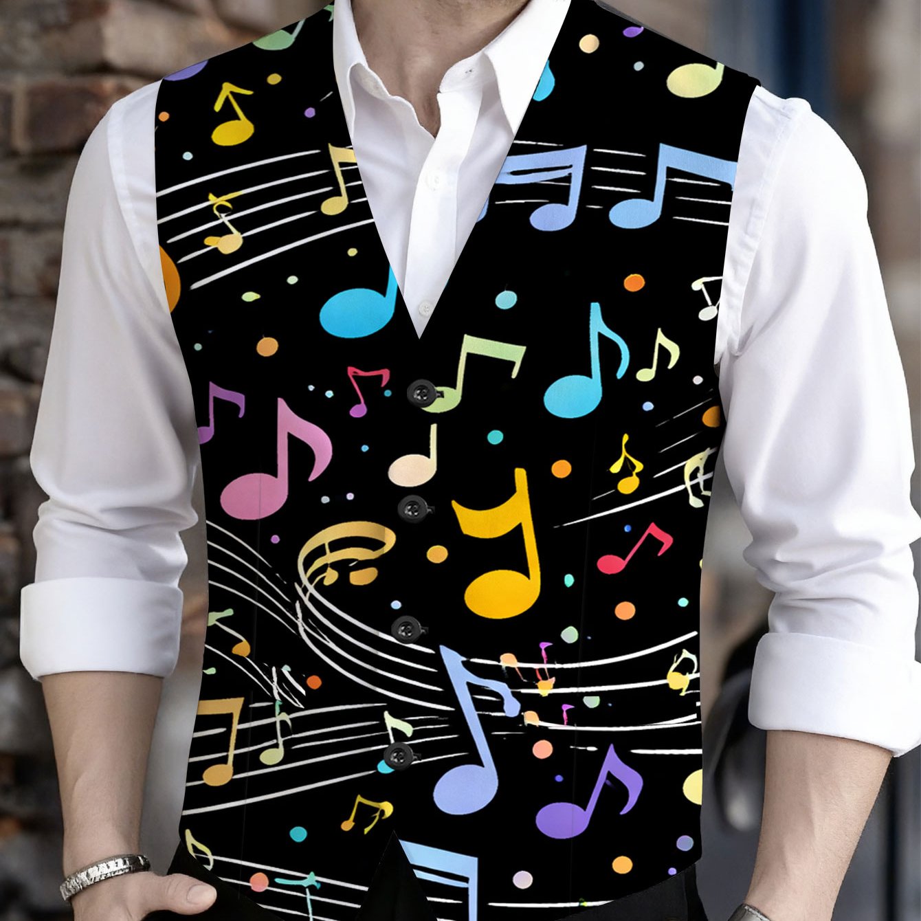 TEMU Gilet da stampato taglia standard, nuovo gilet da casual abbottonato senza maniche, gilet formale da monopezzo business elegante con versatile