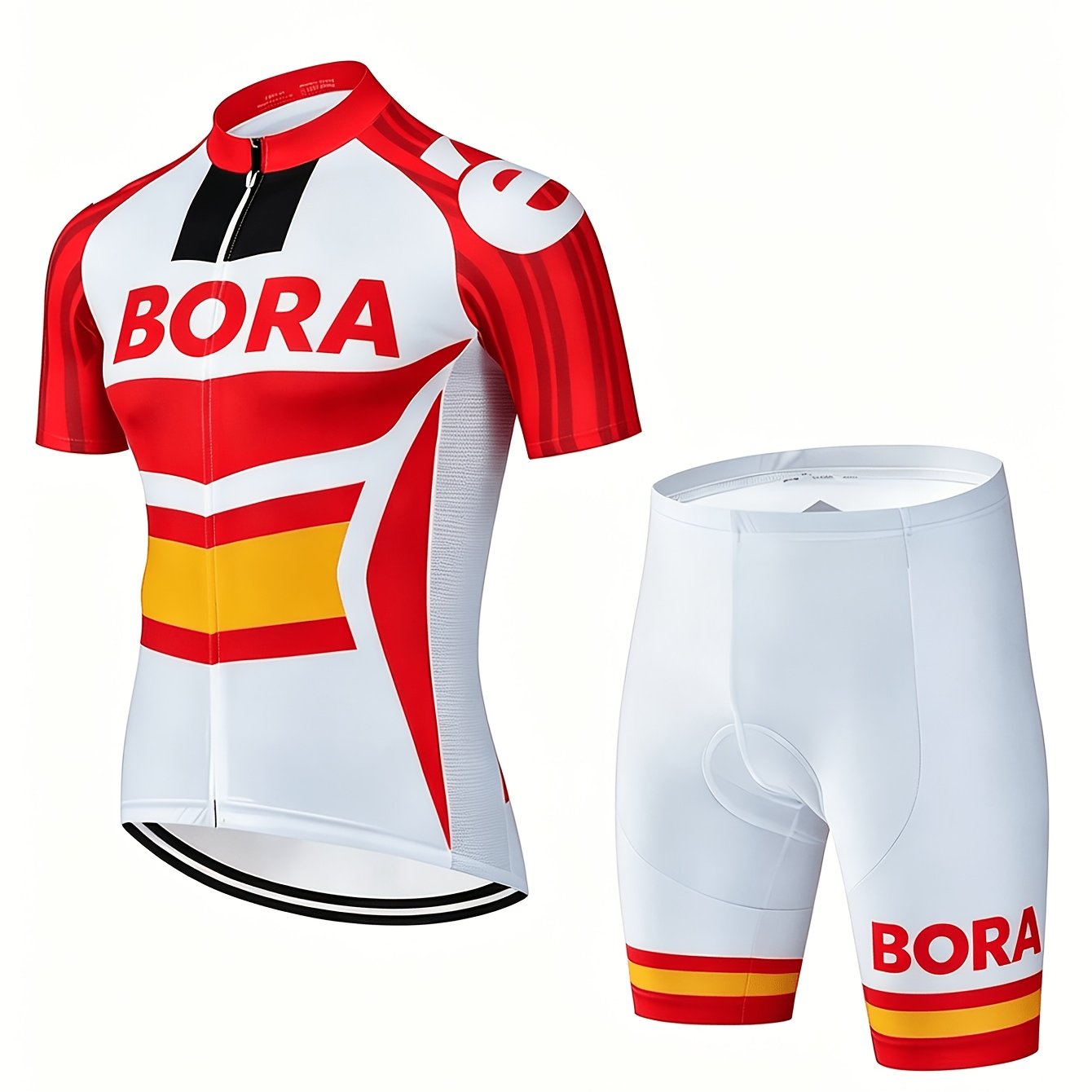 Men's Bora Short Sleeve Cycling Suit, Lightweight Quick-dry Full Zip Cycling Jersey, Non-slip Padded Cycling Shorts, Breathable Cycling Apparel