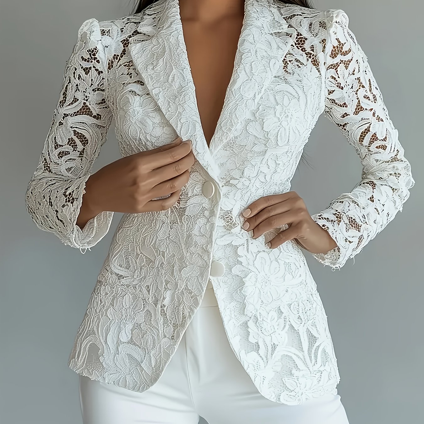 Ladies' Elegant Semi-transparent Lined Spring Summer Blazer