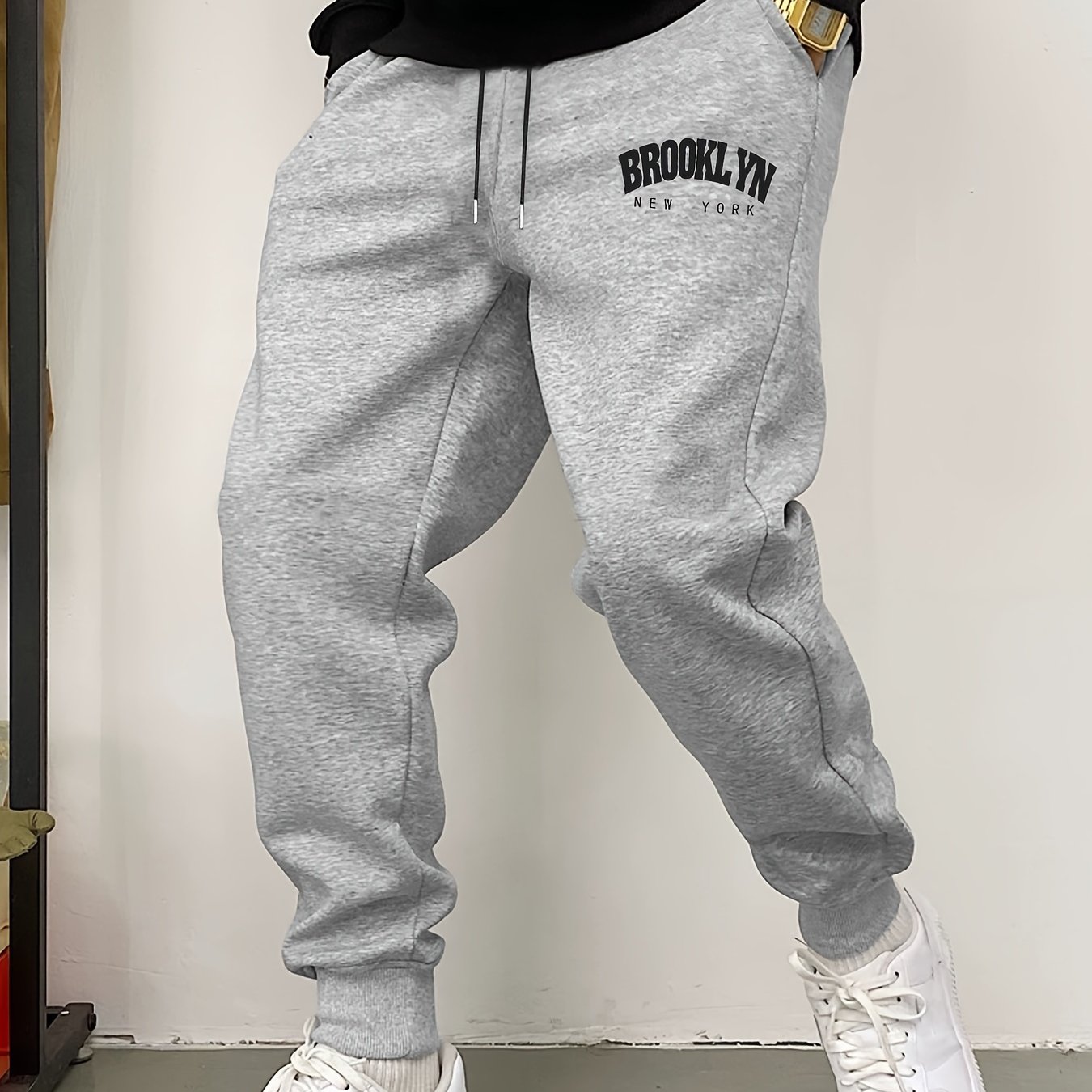 Men's Casual Joggers - Comfortable Polyester Sweatpants With Drawstring, Geometric Pattern | Machine Washable