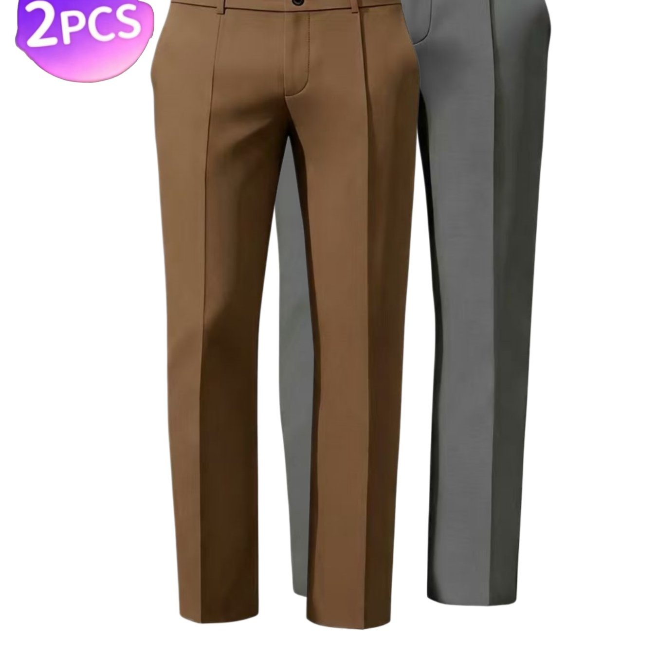 2pcs Set Of Men' Color Straight-leg Trousers For Spring And Autumn, Fashionable, Business Casual And Commuter-friendly.