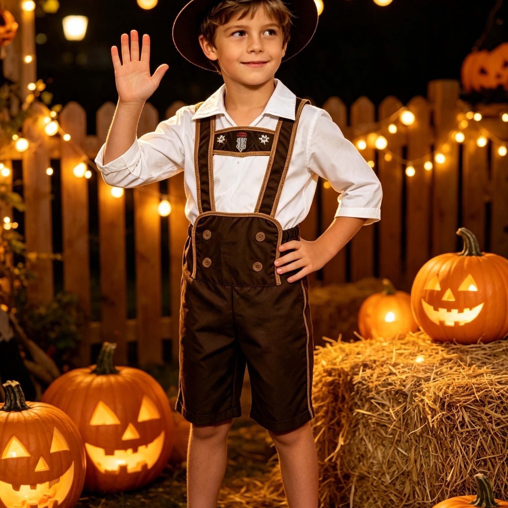 Image of 3pcs Set Includes Top, Overalls, And Hat. Neat And Slim Fit, Suitable For Halloween, Carnival, Parties, And Themed Party Outfits