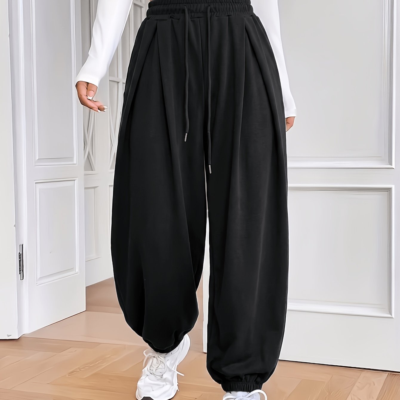TEMU Women's Loose-fit Wide-leg Pants, A Versatile,, And Casual Swear Long Trouser Suitable For . Ideal For Home, , And Commuting