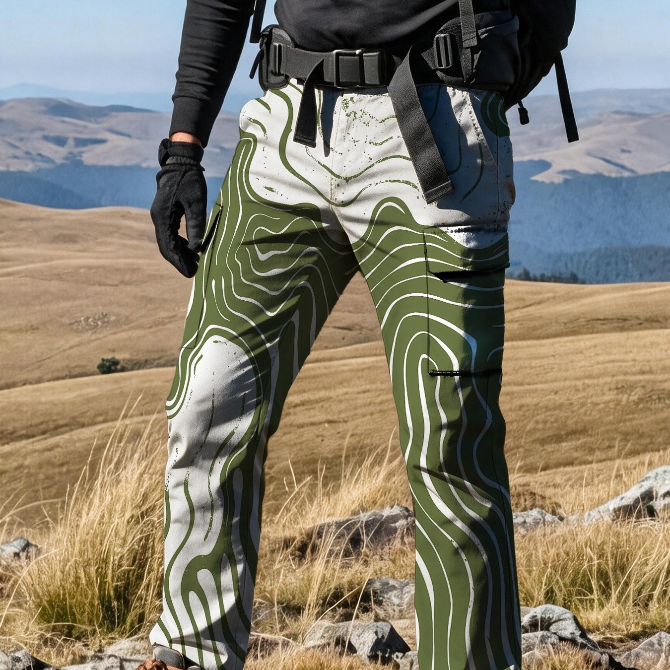 TEMU [labor Day] Print Design - No Texture, No Handcrafting Men's Techwear Utility Cargo Pants, Lightweight And Durable Fabric, Random Print,