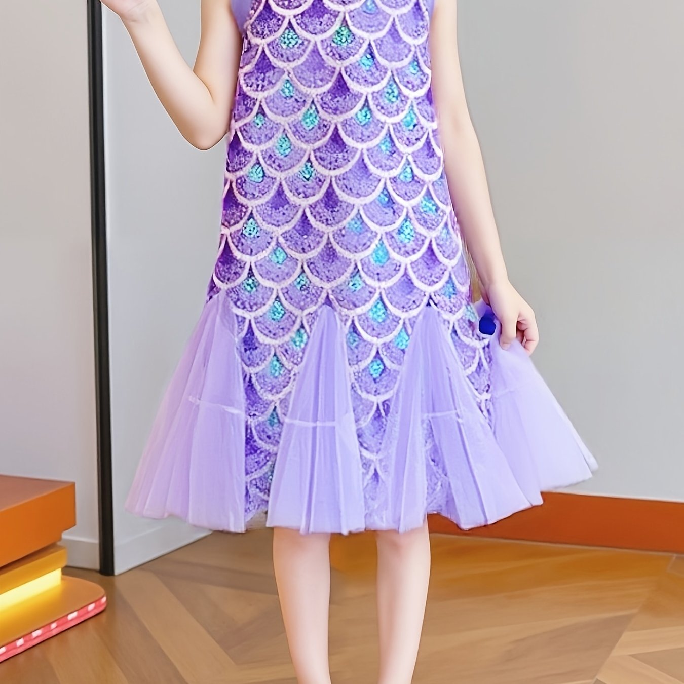 Image of Girls' Summer New Style Mermaid Halter Dress With Princess Vest Skirt