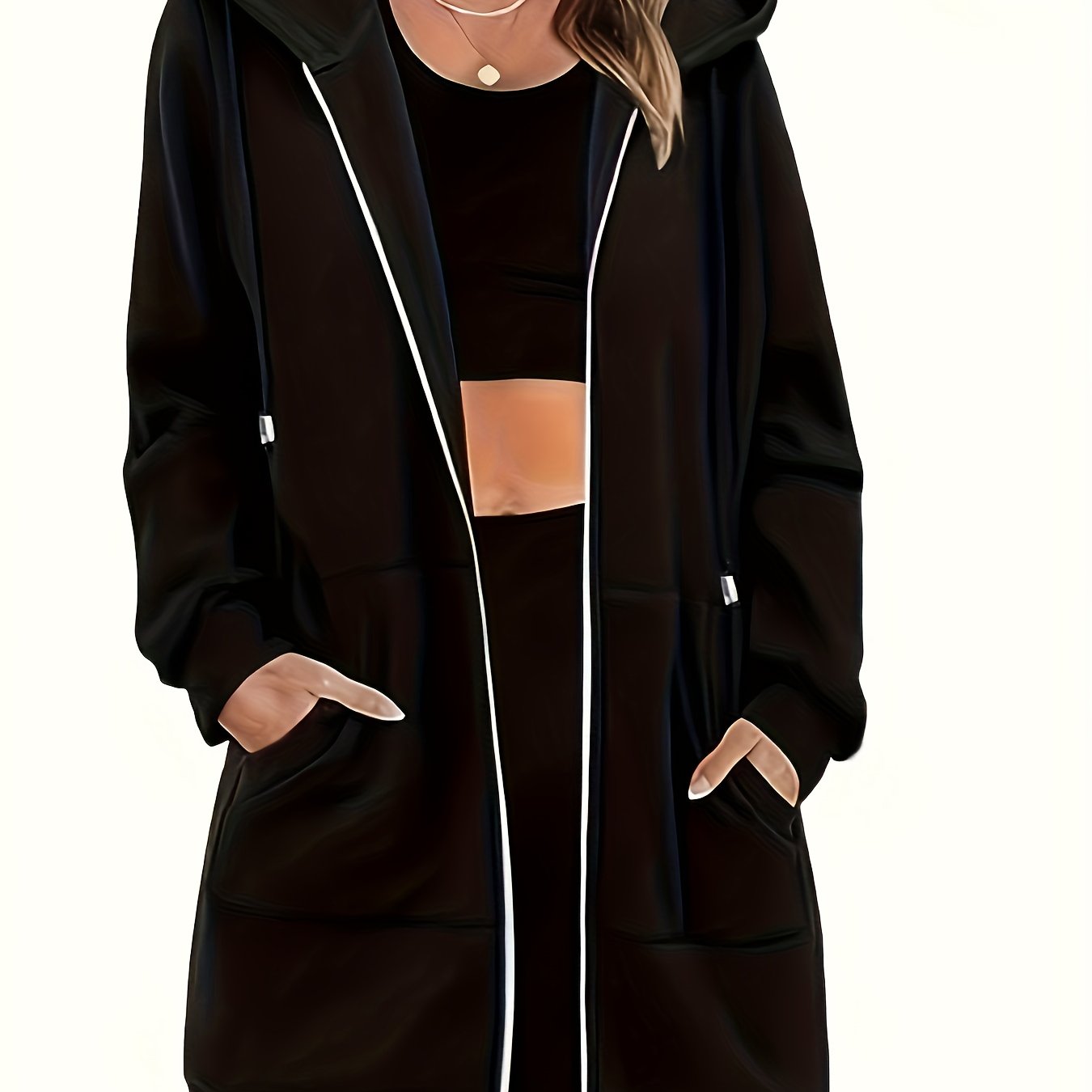 E-shop Damen-Mode-Mantel für Herbst Winter 2025, lang, mit langen Ärmeln, Oberteil mit Trägerärmeln