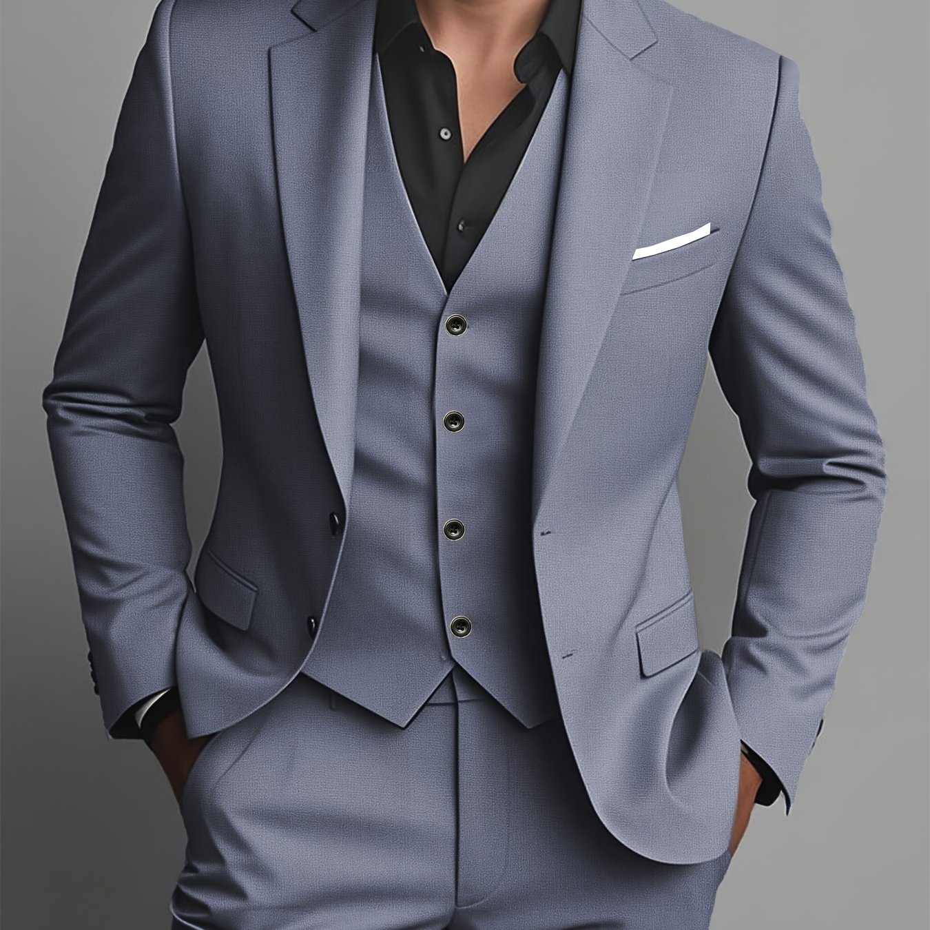 TEMU Men'-piece Suit With Notched Lapel, Suit, Trousers, And Vest For Weddings, Formal Occasions, And Important Events