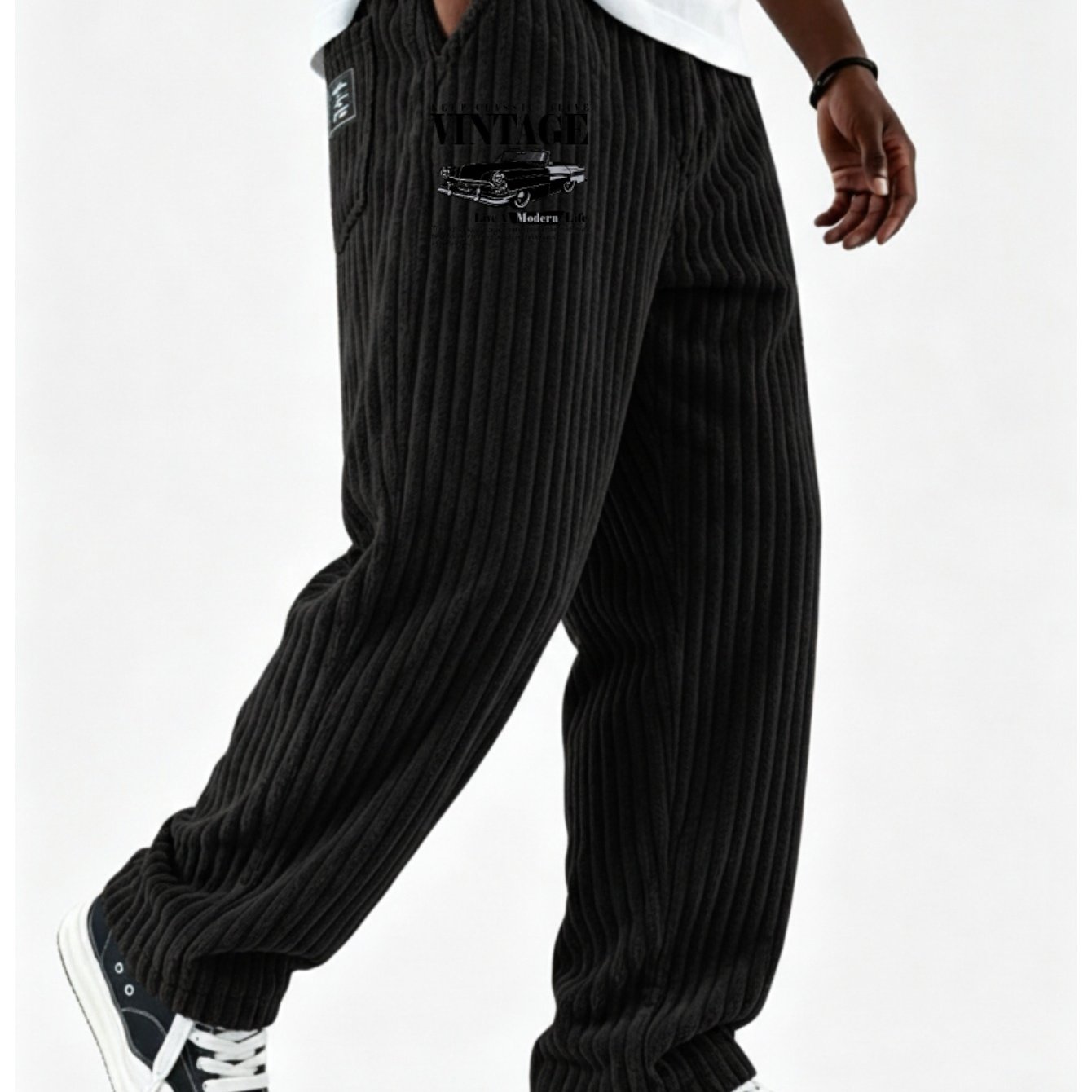 2026 New Corduroy Pants, Loose Straight Leg Trousers, Printed Logo, Fall Winter Thick Warm Casual Pants, Perfect For Outdoor, For Teenager
