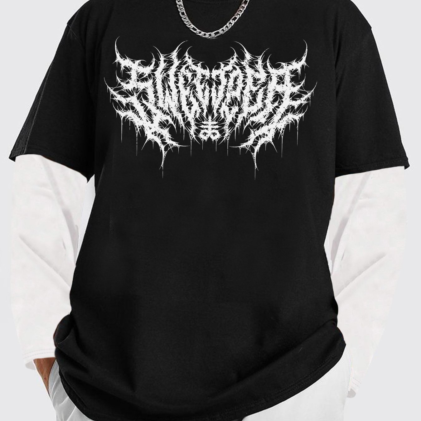 TEMU T-shirt da a maniche lunghe stile dark a blocchi di 2 pezzi