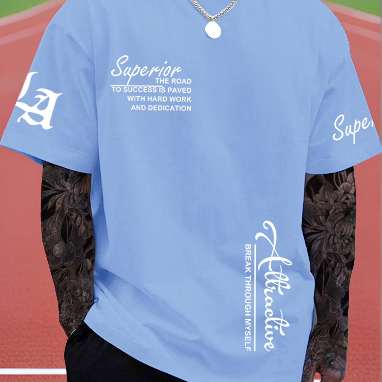 TEMU Men's Oversized Loose Fit T-shirt Suitable For Boyfriend Gift, Casual Crew Neck Short Sleeve Tee With Letter Print, Machine Washable Casual