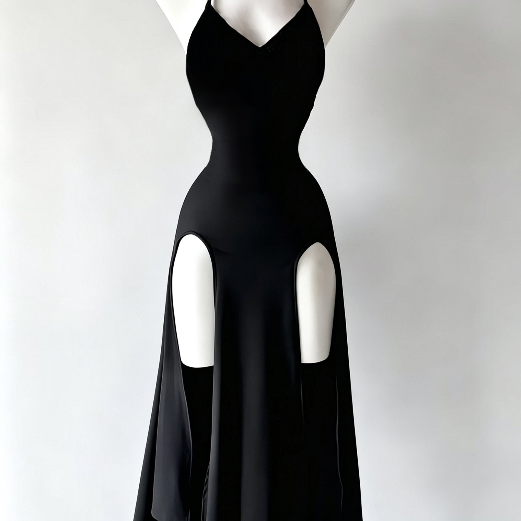 TEMU Robe à col ras du cou et col en V - Robe mi-longue taille haute avec fente ceinturante et dos , robe moulante adaptée pour le port , robe de