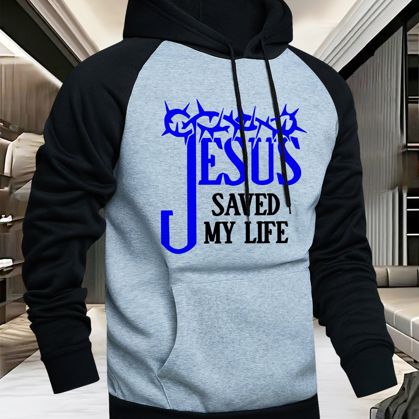 TEMU Men's Hooded Sweatshirt With Design, Print, Casual And Versatile Colors, Featuring Raglan Sleeves, A Popular Style In Europe And America