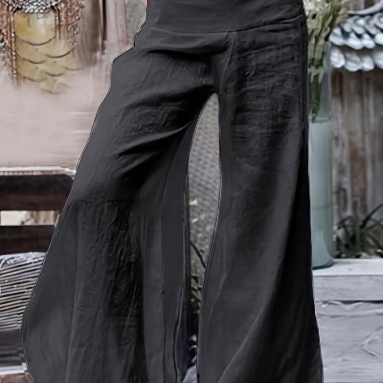 E-shop Graue High-Waist Micro-Flared Cropped Hose Damen Strukturierte, lässige Freizeithose Pendeln Vielseitige Wide-Leg Hose ZLLZ