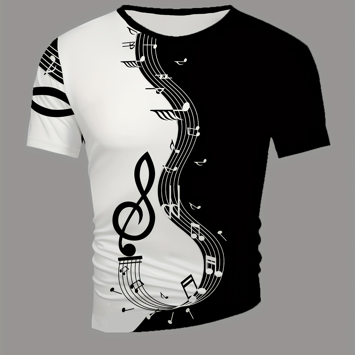 TEMU Summer Music Notes T-shirt 3d Printed Streetwear Men's Fashion Oversized Short Sleeve T-shirt