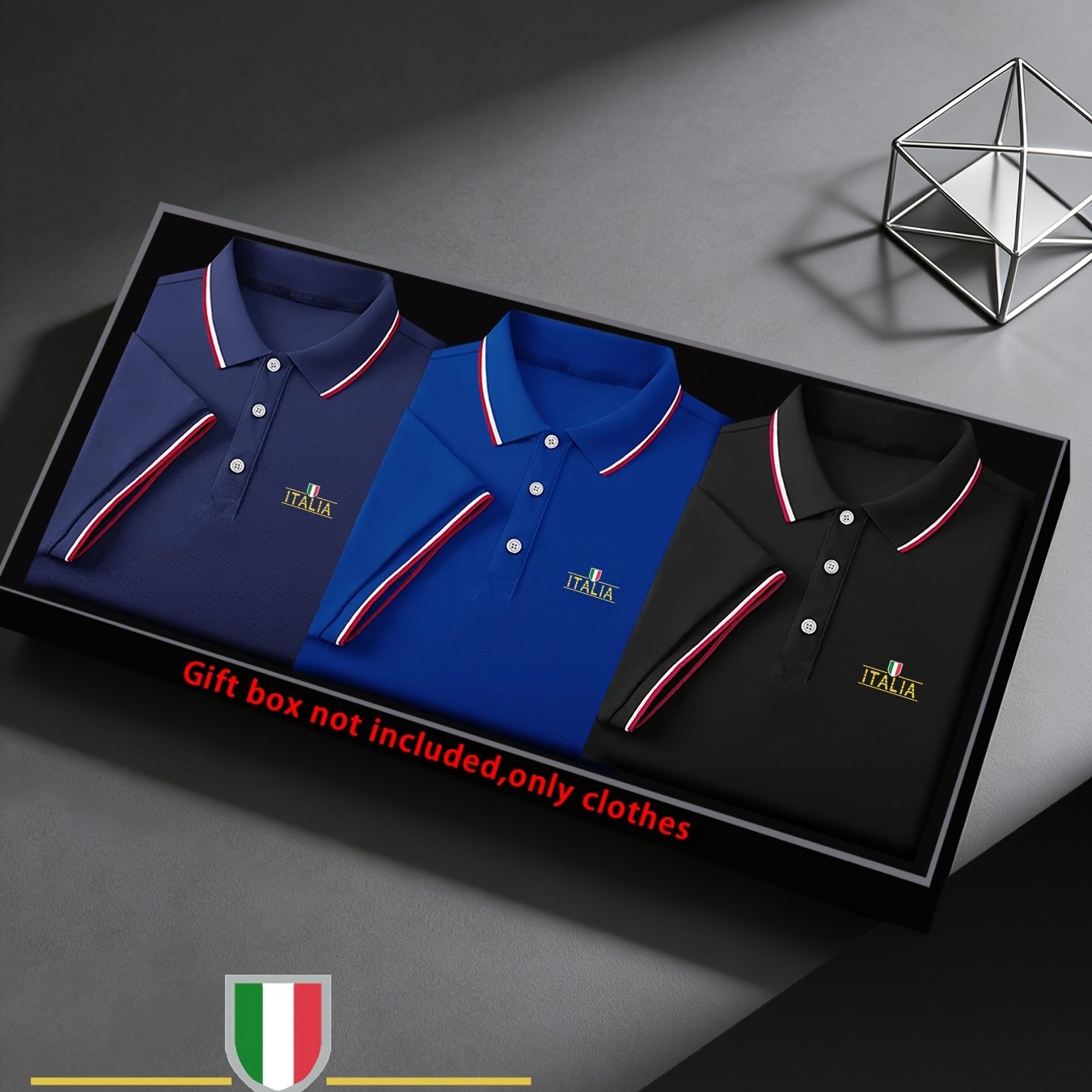 TEMU 3pcs Italia Print Plus Size Men's Outdoor Golf & Equestrian Casual Shirt, Mature Men's Business Casual, Breathable And Comfortable, Suitable For