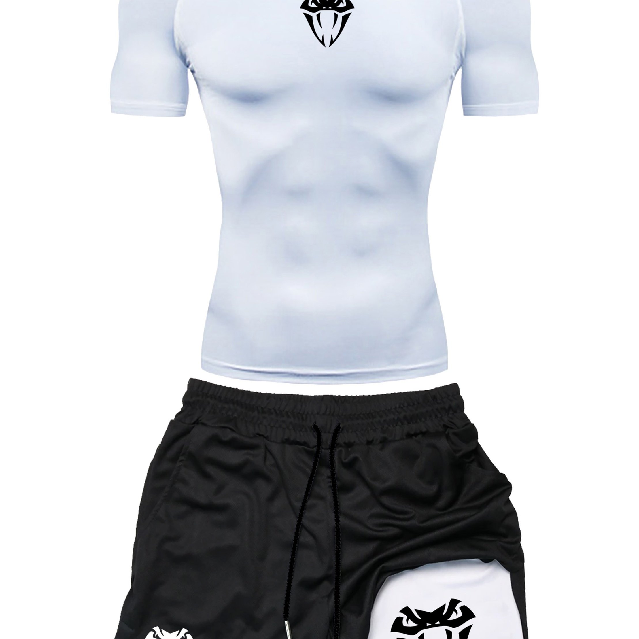 TEMU Men's Quick-dry Athletic Workout Set - Lightweight Gym & Running Outfit With Pocket, For Training, Jogging, Hiking - Athletic Apparel, Gym