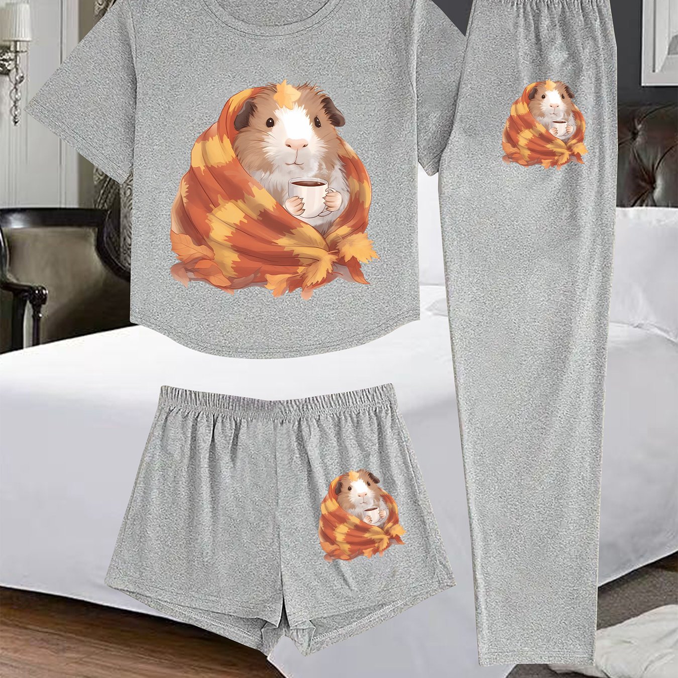 TEMU -piece Women's Loungewear Set, Featuring A Printed Design, Comfortable Sleepwear