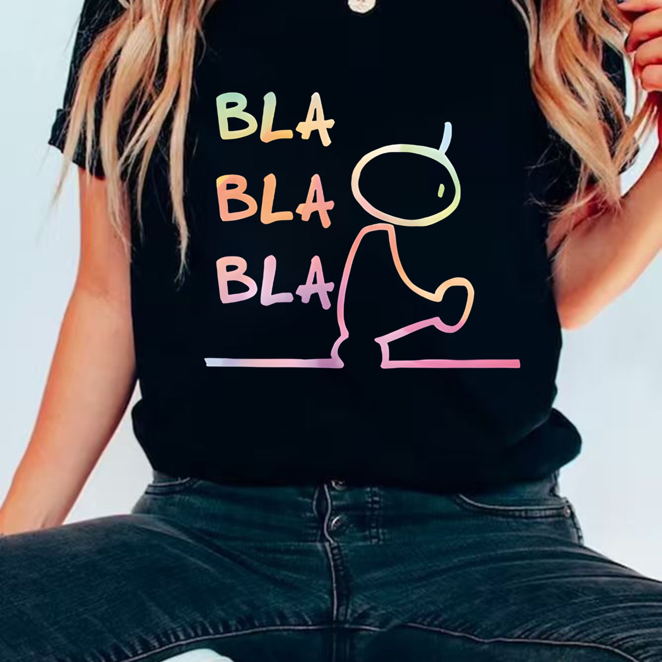 Image of Plus Size Women's Clothing Women's T-shirt Fashionable Versatile Bla