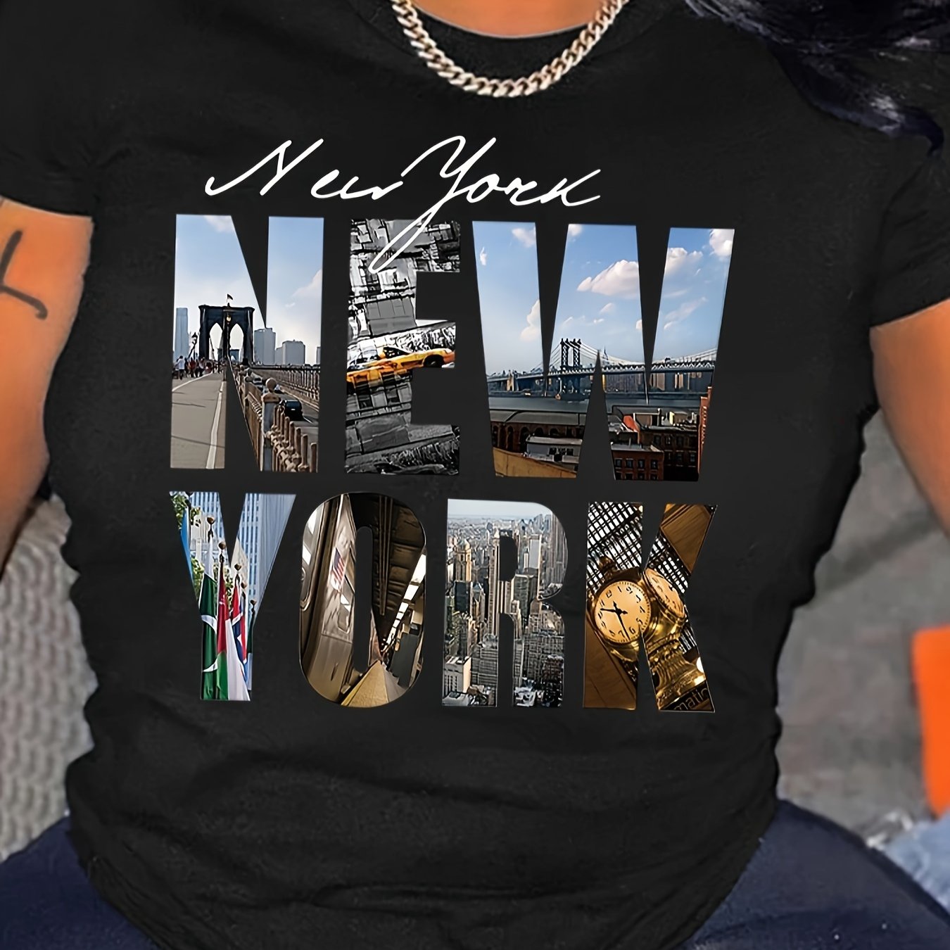 TEMU Plus Size - Plus Size - Plus Size '1976 ' Letter Print T-shirt, Breathable Short Sleeve Round Neck Summer Top, Women's Blouse