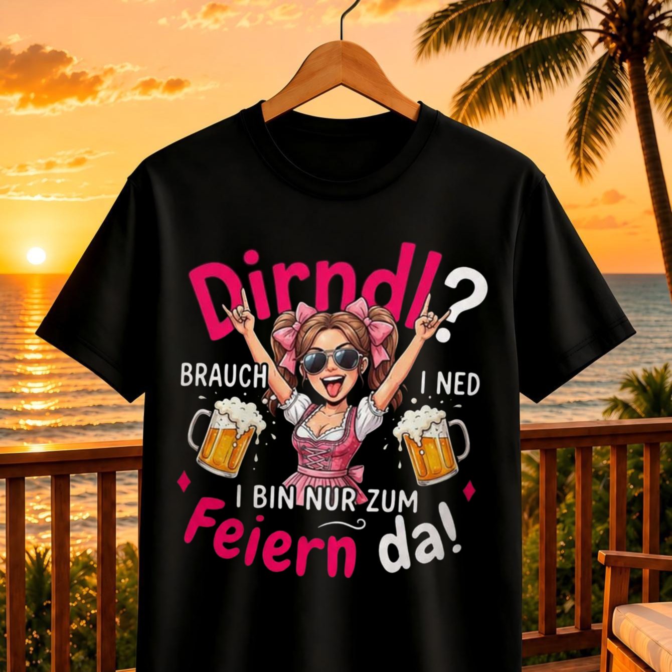 Image of Men's T-shirt, Funny Festival Party T-shirt, Women With 2 Beer Steins And German Celebration Quote Graphic Unisex All T-shirt