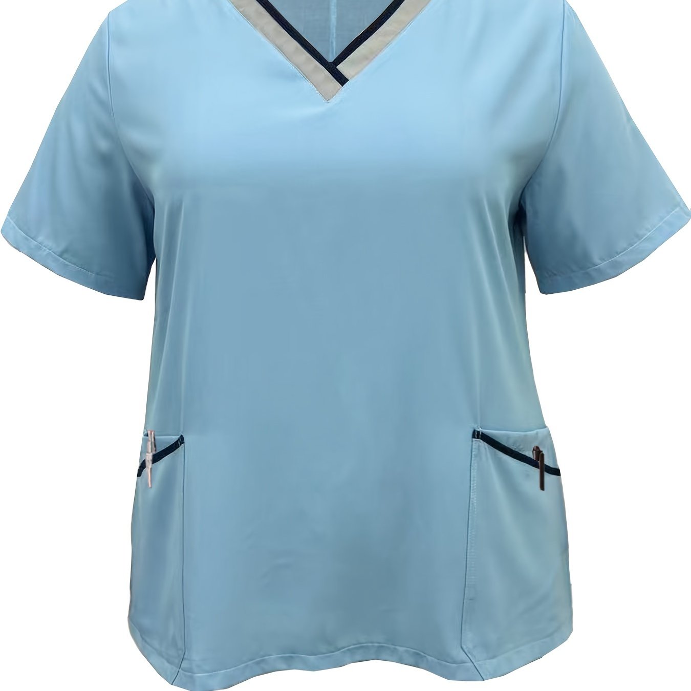 Plus Size - Plus Size - Women's Plus Size Casual Nurse Short Sleeve Shirt Top (0218x Usa)