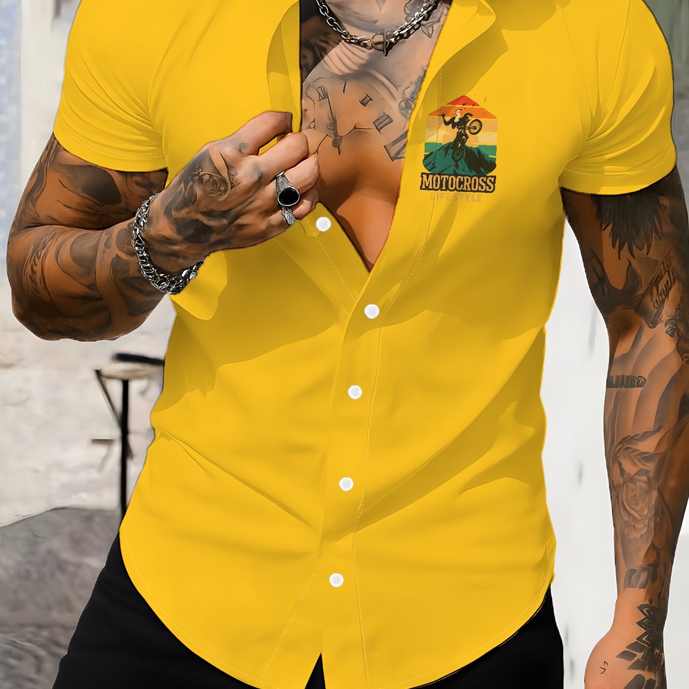 TEMU And Casual Wear - Easy To Care For Machine Wash, Versatile Items, Geometric , Textured Fabric, Short-sleeved Shirt Top, Fashion Trend