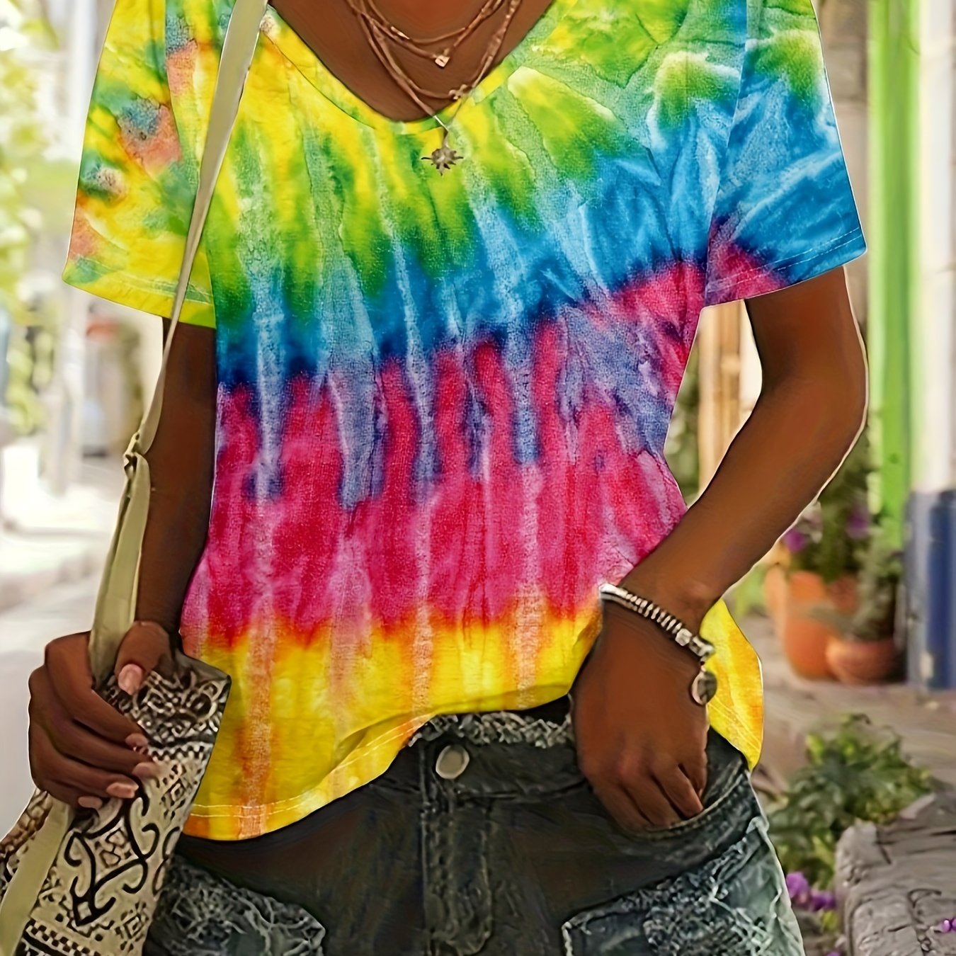 Women's New Tie-dye Colorful T-shirt For Spring/summer
