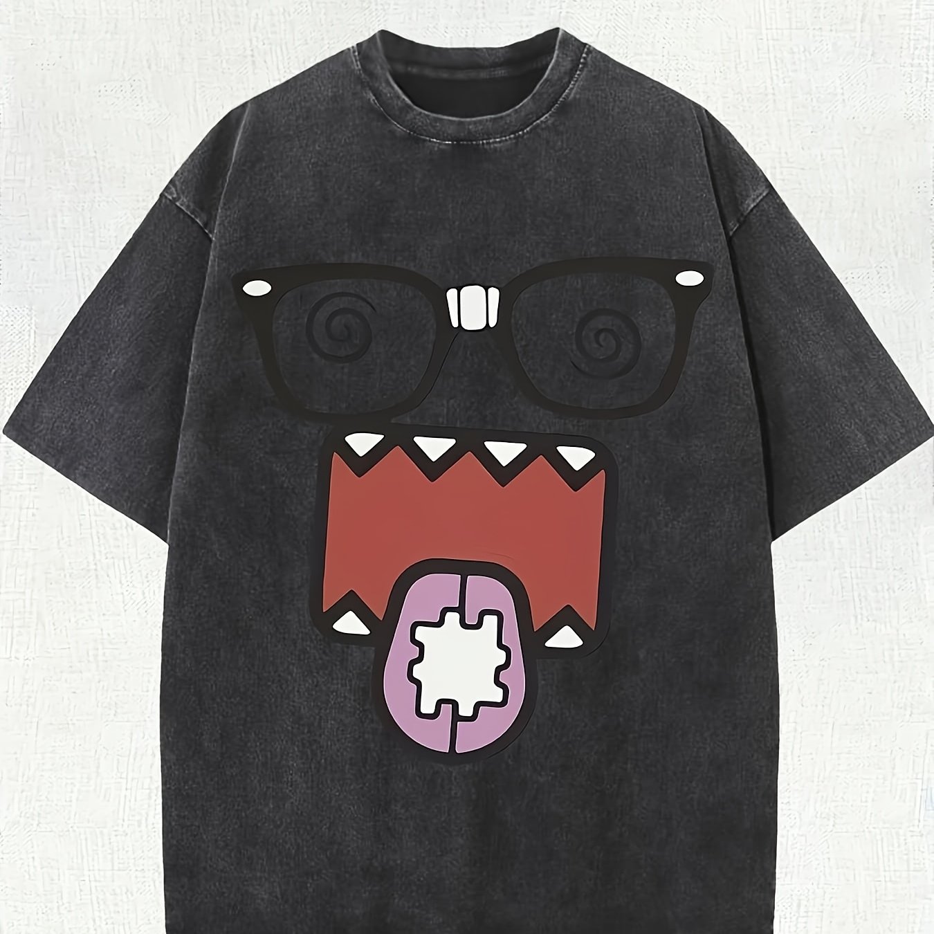 TEMU Men's & Women's Cartoon Graphic Unisex 100% Cotton T-shirt, Soft, All Season Casual Streetwear Essential, All-match All Season Style, Affordable
