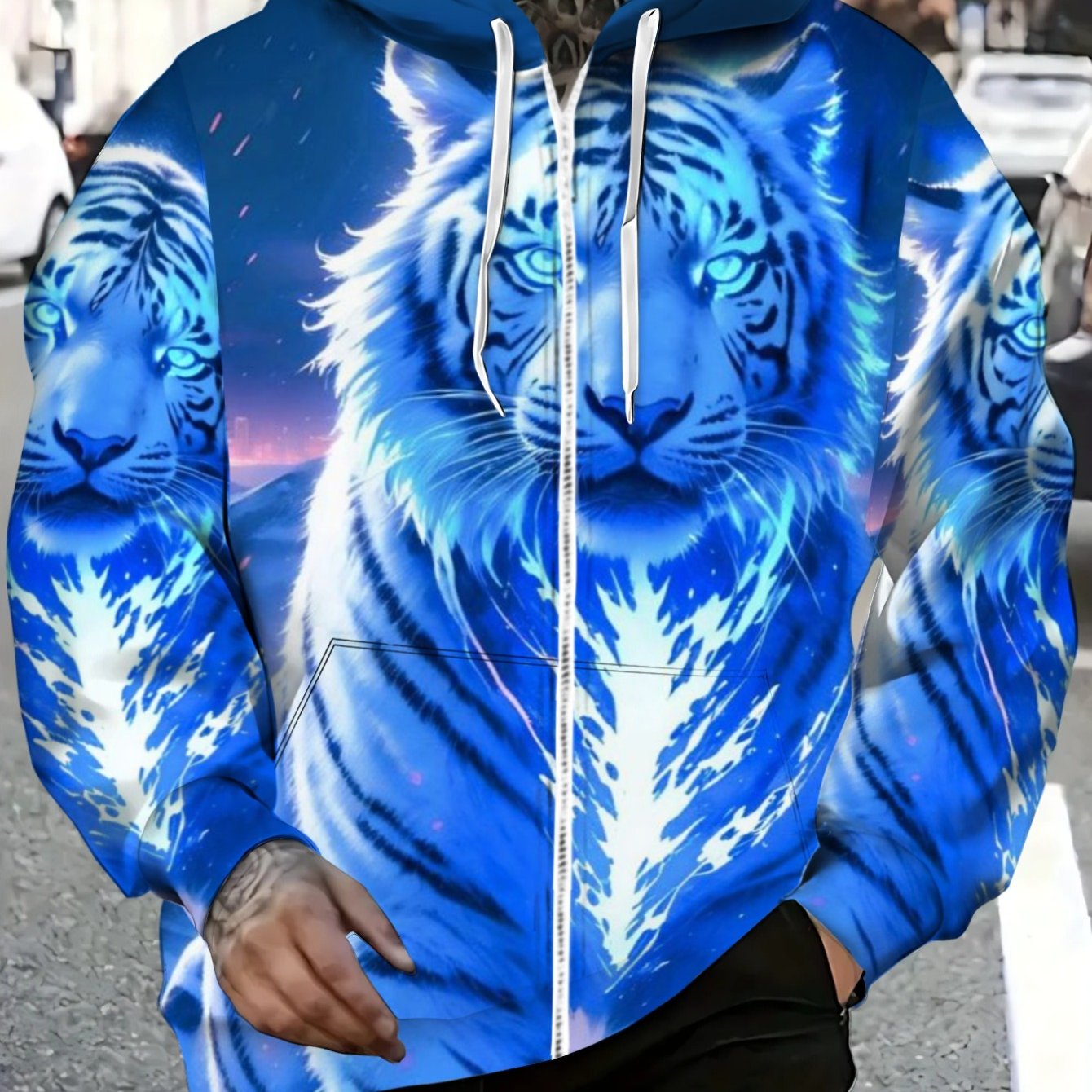 TEMU Men's Print Hoodie Lightweight Casual Wear For Outdoor Activities And Daily Use, Comfortable And With Vibrant 3d Graphic Pattern